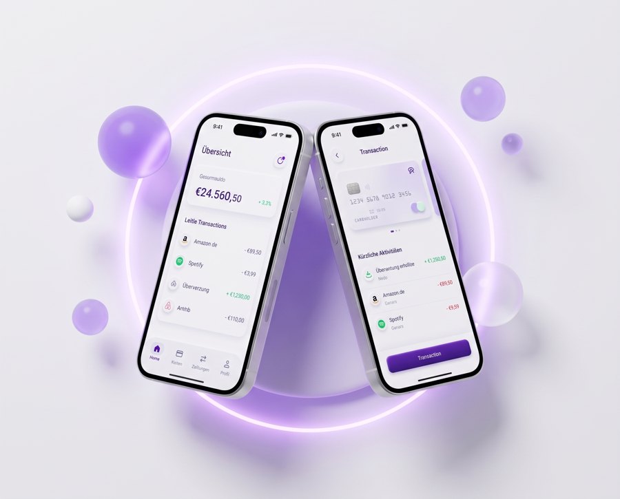 AuraPay App auf zwei Smartphones